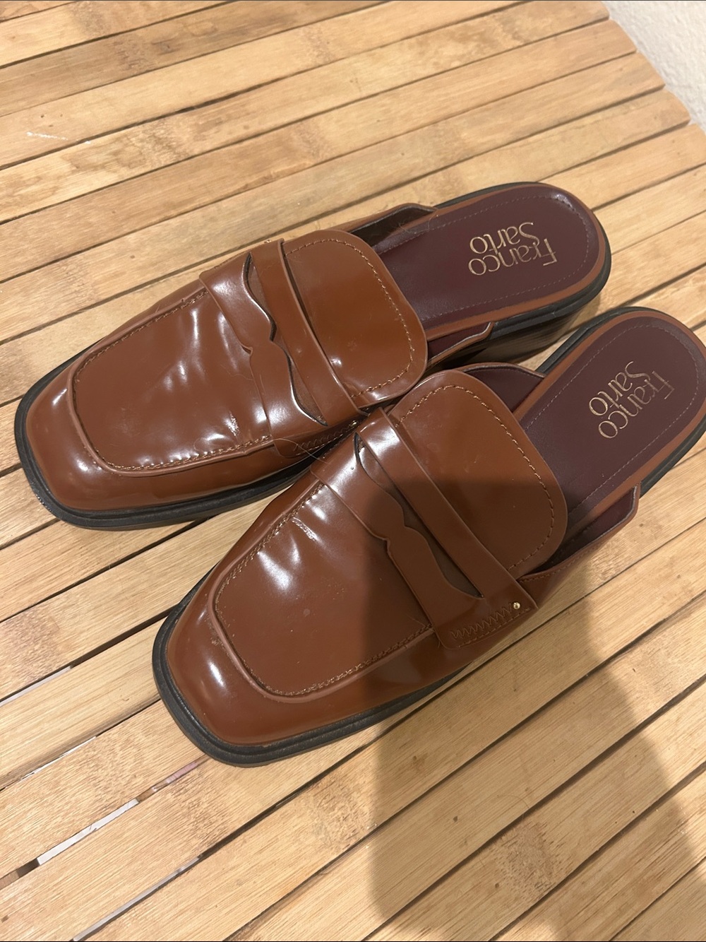 Franco Sarto women’s Brown Leather Slip-On Loafers